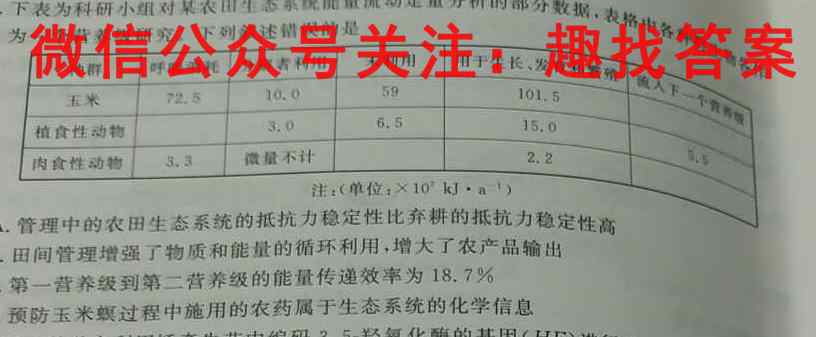 [阳光启学]2023届全国统一考试标准模拟信息卷(二)2生物