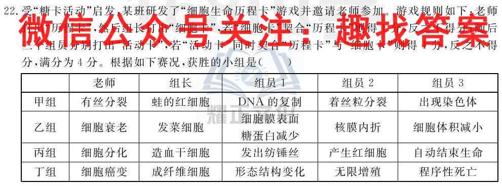 2023届培优限时练·名校信息优化卷(六)6生物