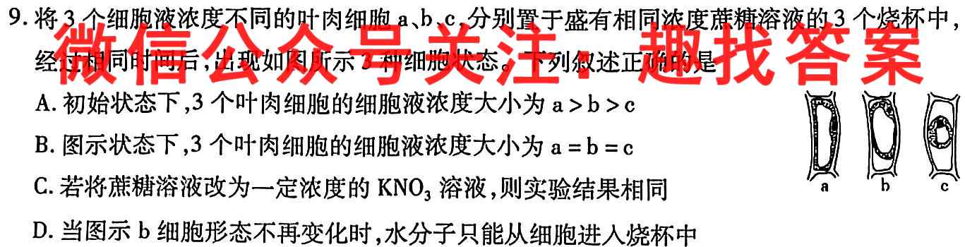2023届中国好试卷·高考信息卷(九)9生物试卷答案