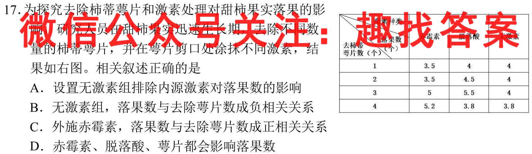 2023届高考信息检测卷(新高考)五5生物试卷答案