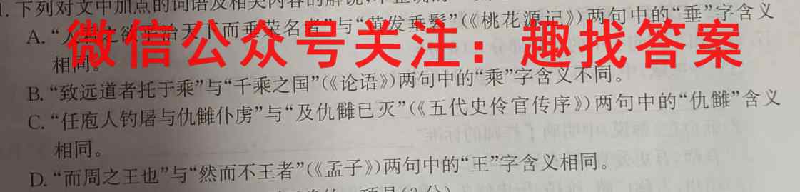 安徽2023老高考新课标适应性检测语文