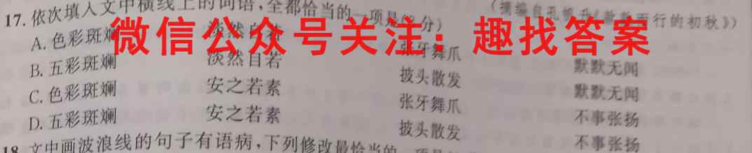 百校名师 2023普通高中高考模拟冲刺信息卷QG(一)1语文